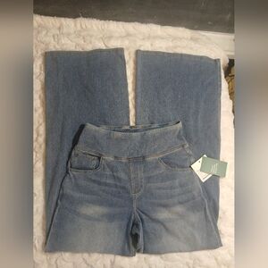 HALARA Flex Blue Gray Denim High Waisted Pockets Baggy Wide Leg Jeans Size S Reg